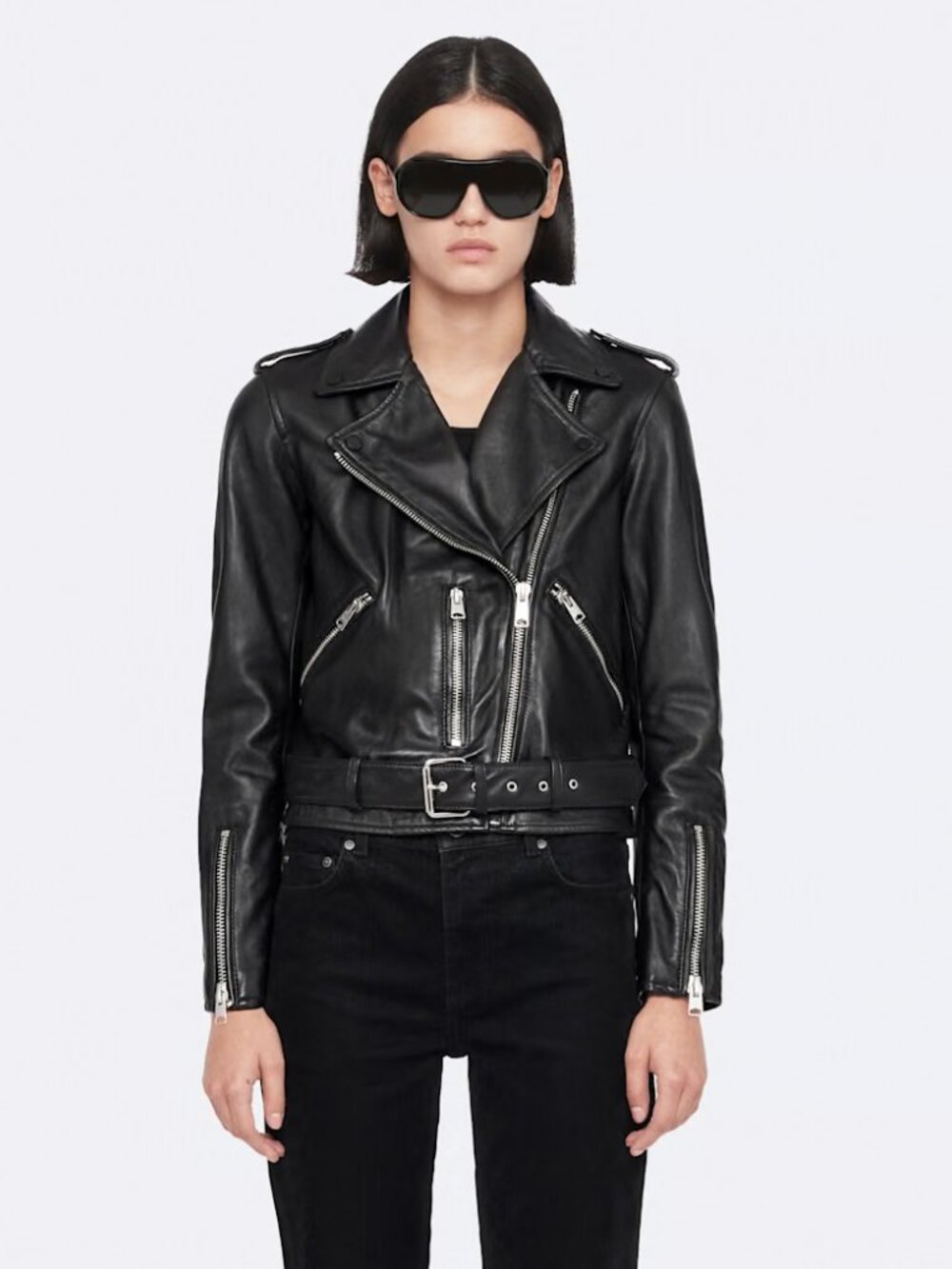 AllSaints Balfern Leather Biker Jacket - Black (US 2 / UK 6)
